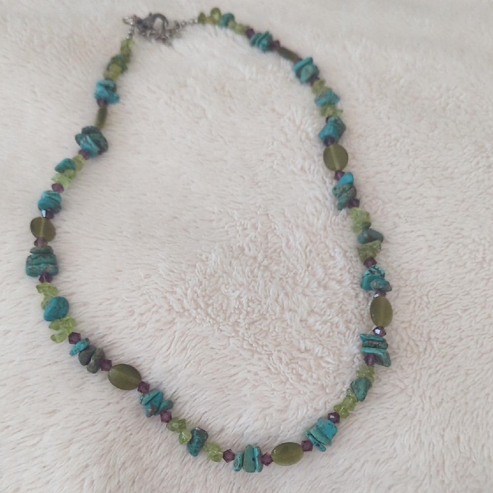 Natural Turquoise And Citrine Choker Style Necklace